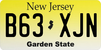 NJ license plate B63XJN