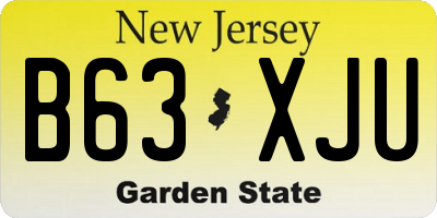 NJ license plate B63XJU