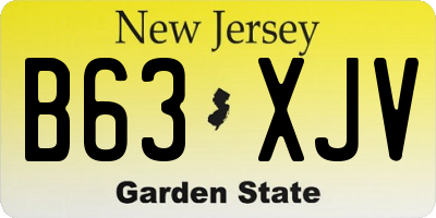 NJ license plate B63XJV