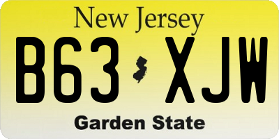 NJ license plate B63XJW