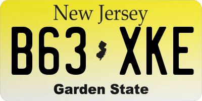 NJ license plate B63XKE
