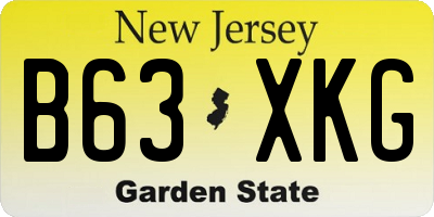 NJ license plate B63XKG