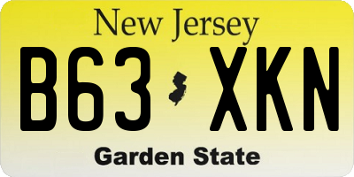 NJ license plate B63XKN