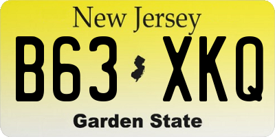 NJ license plate B63XKQ