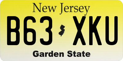NJ license plate B63XKU