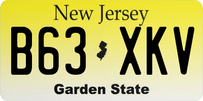 NJ license plate B63XKV