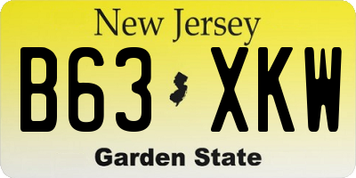 NJ license plate B63XKW