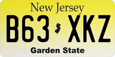 NJ license plate B63XKZ