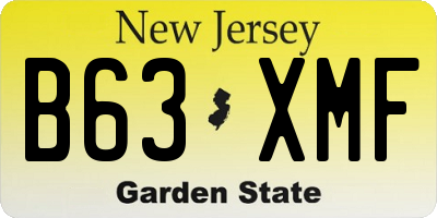 NJ license plate B63XMF