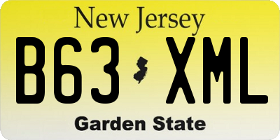 NJ license plate B63XML