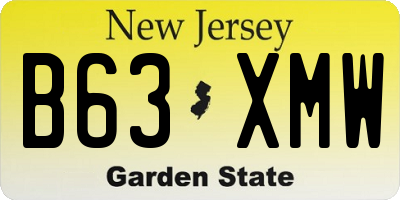 NJ license plate B63XMW