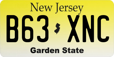 NJ license plate B63XNC