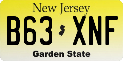 NJ license plate B63XNF