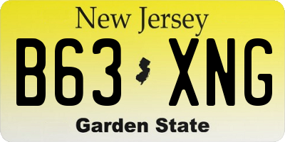 NJ license plate B63XNG