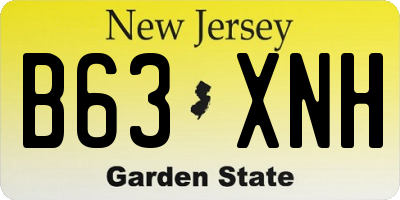 NJ license plate B63XNH