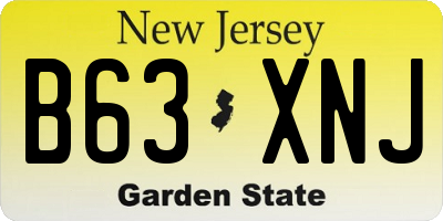 NJ license plate B63XNJ