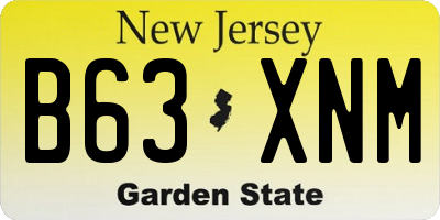 NJ license plate B63XNM