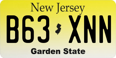 NJ license plate B63XNN