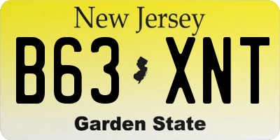 NJ license plate B63XNT