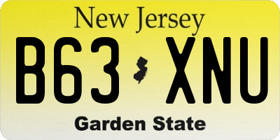 NJ license plate B63XNU