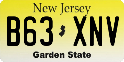 NJ license plate B63XNV