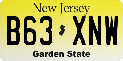 NJ license plate B63XNW