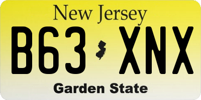 NJ license plate B63XNX