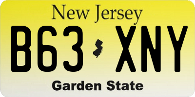 NJ license plate B63XNY