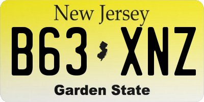 NJ license plate B63XNZ