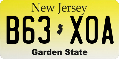 NJ license plate B63XOA
