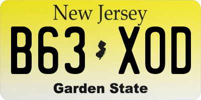 NJ license plate B63XOD
