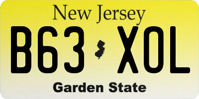 NJ license plate B63XOL