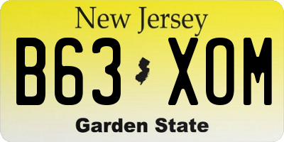 NJ license plate B63XOM