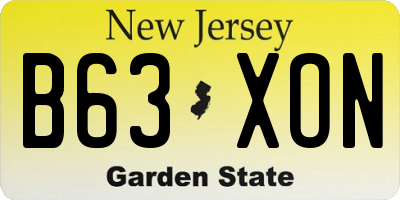 NJ license plate B63XON