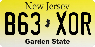 NJ license plate B63XOR