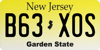 NJ license plate B63XOS