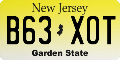 NJ license plate B63XOT