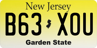 NJ license plate B63XOU