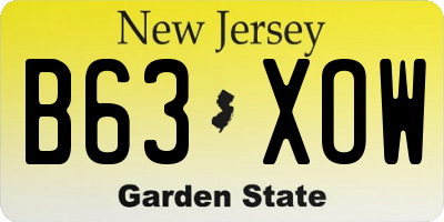 NJ license plate B63XOW