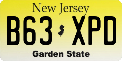 NJ license plate B63XPD