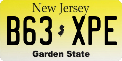 NJ license plate B63XPE