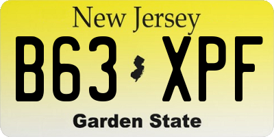 NJ license plate B63XPF
