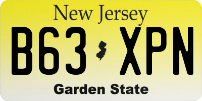 NJ license plate B63XPN