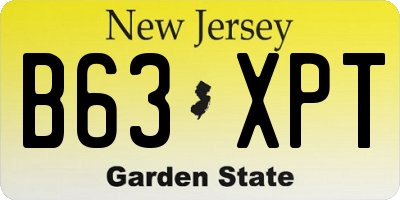 NJ license plate B63XPT