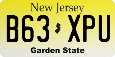 NJ license plate B63XPU
