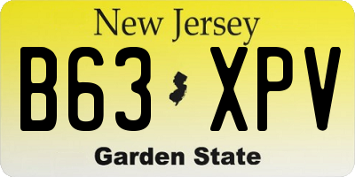 NJ license plate B63XPV