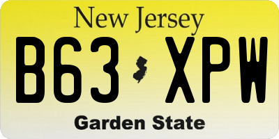 NJ license plate B63XPW