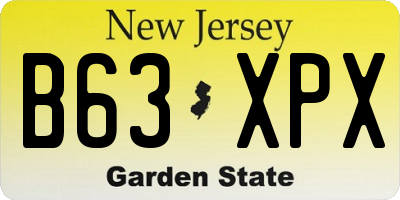 NJ license plate B63XPX