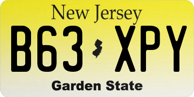 NJ license plate B63XPY