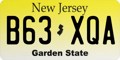 NJ license plate B63XQA